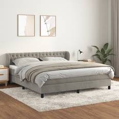 Letti con Struttura vidaXL Giroletto A Molle Materasso Grigio Chiaro 180x200 cm Velluto Letto con Struttura