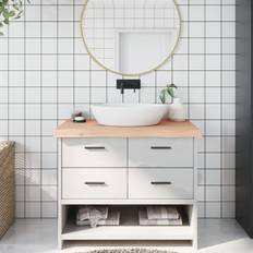vidaXL Bordplade Til Badeværelse 100x50x(2-6)cm Massivt Træ Ubehandlet