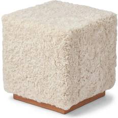 Marrone Puf Natures Collection Benjamin Short Wool Stool Pearl Oak Puf