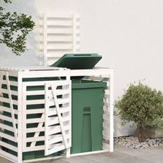 Natural Wheelie Bin Storage vidaXL Wheelie Bin Storage Extension White Solid Wood Pine (Building Area )