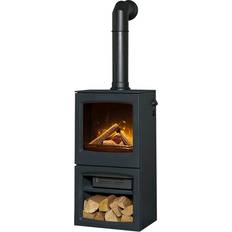 Fireplaces Acantha Lunar XL Electric Stove in Charcoal Grey with Tall Angled Pipe