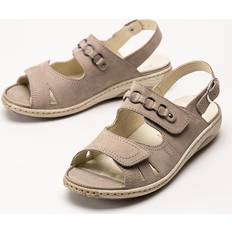 Waldläufer Dame Hjemmesko & Sandaler Waldläufer Behagelige Damesandaler Med Blødt Nubucklæder - Beige