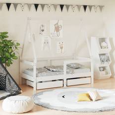 Lettini per bambini vidaXL Giroletto Bambini Con Cassetti Bianco 70x140cm Massello di Pino