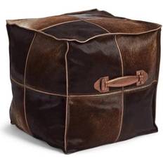 Natures Collection Cowhide Square Pouffe, Brown Pouf 82cm