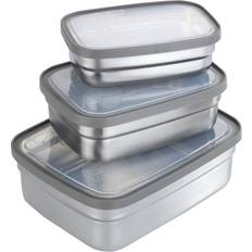 Argent Boîtes alimentaires Wenko Set de 3 Lunch Box En Inox Et Couvercles En Plastique Boîte alimentaire