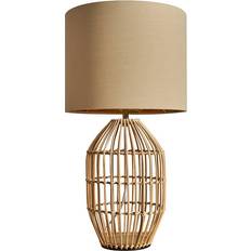 Rattan Lighting MiniSun Contemporary Small Beige/Gold Table Lamp 16cm