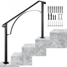 Escaleras Ahorro de Espacio VEVOR Handrails for Outdoor Steps, Fit 3 or 4 Steps Outdoor Stair Railing, Arch#3 Wrought Iron Handrail, Flexible Porch Railing, Black Transitional Ha