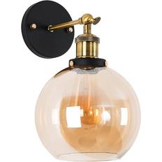 Orange Wall Lamps ValueLights Sheridan Black Lantern Wall light