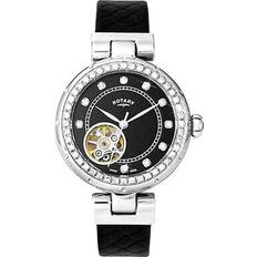 Rotary Women Wrist Watches Rotary Year-Round Automatic with Leather Strap, Black, 14 Model: LS003/A/13