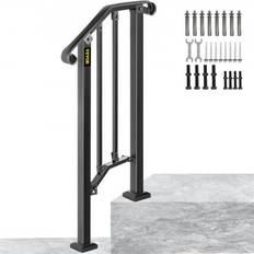 Escaleras Ahorro de Espacio VEVOR Handrails for Outdoor Steps, Fit 1 or 2 Steps Outdoor Stair Railing, Picket#1 Wrought Iron Handrail, Flexible Porch Railing, Black Transitional