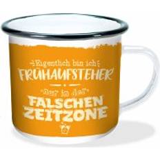 Emaille Tassen & Becher "Falsche Zeitzone" 300ml: Becher