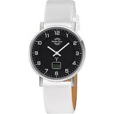 Master Time damen-funkuhr mit lederband weiß mtls-10813-22l