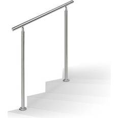 Scale Salvaspazio Relaxdays Set Ringhiera per Scale in Acciaio 1,5 m 2 Pali 3 Traverse Argento