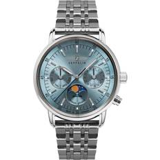 Zeppelin Women Wrist Watches Zeppelin LZ14 Marine Moonphase Stainless Steel Ice Blue Dial Quartz Z8637M3 Women's Watch