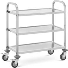Rustfrit stål Rulleborde Royal Catering Serveringsvogn 3 bordplader Rullebord