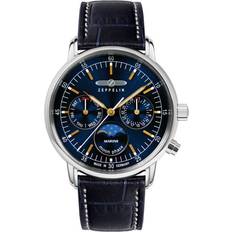Zeppelin Women Wrist Watches Zeppelin LZ14 Marine Moonphase Leather Strap Blue Dial Quartz Z86353 Women's Watch