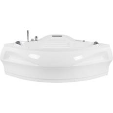 Vasche Idromassaggio Beliani Idromassaggio Ad Angolo Con Luci Led Bianca 210 x 145 cm