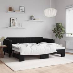 VidaXL Daybeds Sofaer vidaXL Daybed Med Udtræk 90 x 200 cm Velour Sort Sofa 3 personers