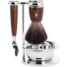 Mühle Shaving Sets Mühle Rytmo 4pc Black Fibre Fusion Shaving Set Steamed Ash Dark Ash Wood