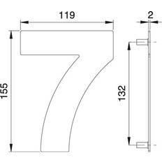 Dieckmann Hausnummer ziffer 7 va ma 150mm b.119mm edi