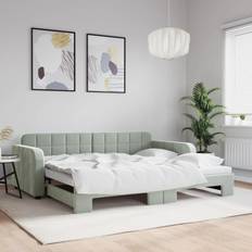 vidaXL Tagesbett Ausziehbar Hellgrau 90 x 200 cm Sofa