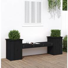 Nero Panchine da Giardino vidaXL Fioriera Nera 184.5x39.5x56.5 cm Legno Massello Pino Panchina da Giardino