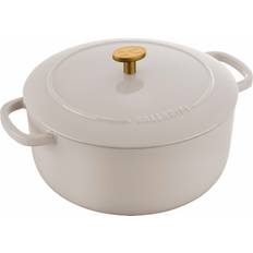 Ballarini Kulstål/Støbejern Kasseroller & Stegepander Ballarini Bellamonte Round Cast Iron Pot 4 Ltr Ivory med låg 24cm