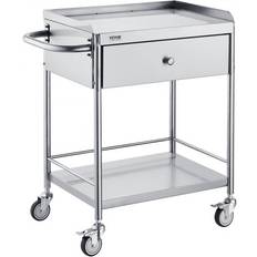 VEVOR Medical Cart, 2-Layer Stainless Steel Cart 220 lbs Weight Capacity, Lab Utility Cart with 360 Silent Wheels and a Drawer for Lab, Clinic, Kitch