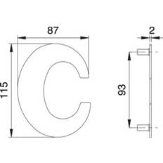 Facade Numbers Dieckmann Buchstabe c VA ma 110mm B.87mm
