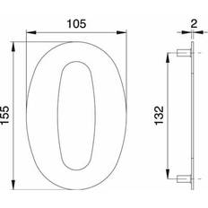 Facade Numbers Dieckmann Ziffer 0 VA ma 150mm B105mm