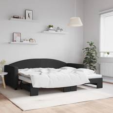 Møbler vidaXL Daybed Med Udtræk 90 x 200 cm Stof Sort Sofa 3 personers