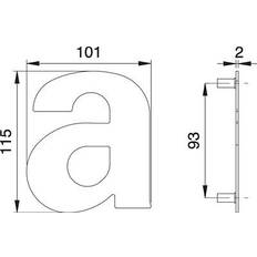 Facade Numbers Dieckmann Edi Hausnummer Buchstabe a VA 114mm B 101mm