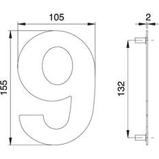 Dieckmann Chiffre Du Numéro De Maison 6/9 Inox Matt 150 mm B.105 mm EDI