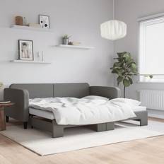 vidaXL Tagesbett Ausziehbar Dunkelgrau 90 x 190 cm Sofa 213cm 3-Sitzer