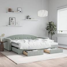 vidaXL Daybed Med Udtræk Og Skuffer Lysegrå Sofa