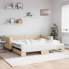 vidaXL Tagesbett Ausziehbar Creme 100 x 200 cm Sofa 100cm 3-Sitzer