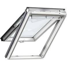 Grå Överkantshängda Velux Topphängda Solo 2 Vitmålad Trä, Aluminium Överkantshängt 3-glasfönster Höjd 118cm