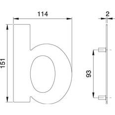 Facade Numbers Dieckmann Edi Hausnummer Buchstabe B VA 150mm B 114mm