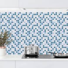 Quadrato Piastrelle Crédence Cuisine Carreaux de Mosaico Blu Grigio