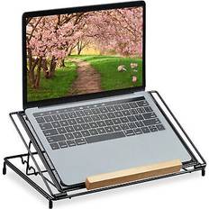 Relaxdays Metal mesh laptop stand 13 inch notebook holder adjustable height ventilation