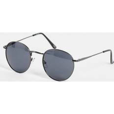 ASOS DESIGN 90s round metal sunglasses with smoke lens gunmetal-Grey