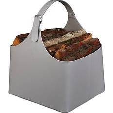 Cestini per la Legna da Ardere Relaxdays Cesta Portalegna in Similpelle, Borsa con Manico, Utilizzo Versatile, Trasportabile, 50x36x43cm, Grigio Scuro