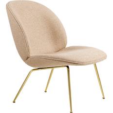 Red Lounge Chairs GUBI Beetle Armchair Around Bouclé 004 With Legs In Semi Matt Brass Lounge Chair