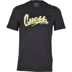 Guess Man Clothing Guess Beachwear Logo Organic Cotton T-Shirt, Jet Black