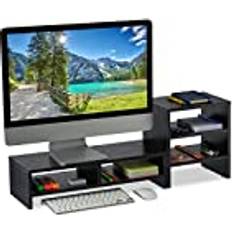 Laptopständer Relaxdays Organizer, Monitor Erhöhung, Schwarz