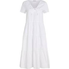 Tommy Hilfiger Mujer Vestidos Tommy Hilfiger Poplin Tiered Short Sleeve Dress White