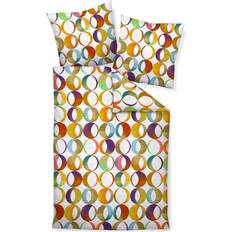 Janine Mako-Satin Bettwäsche 155x220 Retro Spiralen Kreise Bunt Duvet Cover Multicolour (220x155cm)