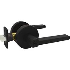 Black Cupboard & Drawer Locks Nuk3y Thor Series Lever Door Handle Slim Round Modern Contemporary Lever Set Entry, Matte Black