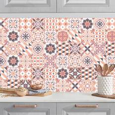 Azulejos Crédence Cuisine Mélange De Carreaux Géométriques Orange