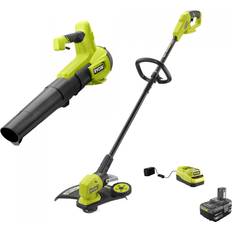 Grass Trimmers Ryobi ONE 18V Cordless 13 in. String Trimmer/Edger and Blower with 4.0 Ah Battery and Charger